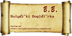 Bulyáki Boglárka névjegykártya